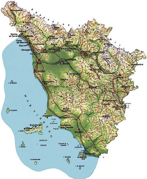 Map of Tuscany, Italy