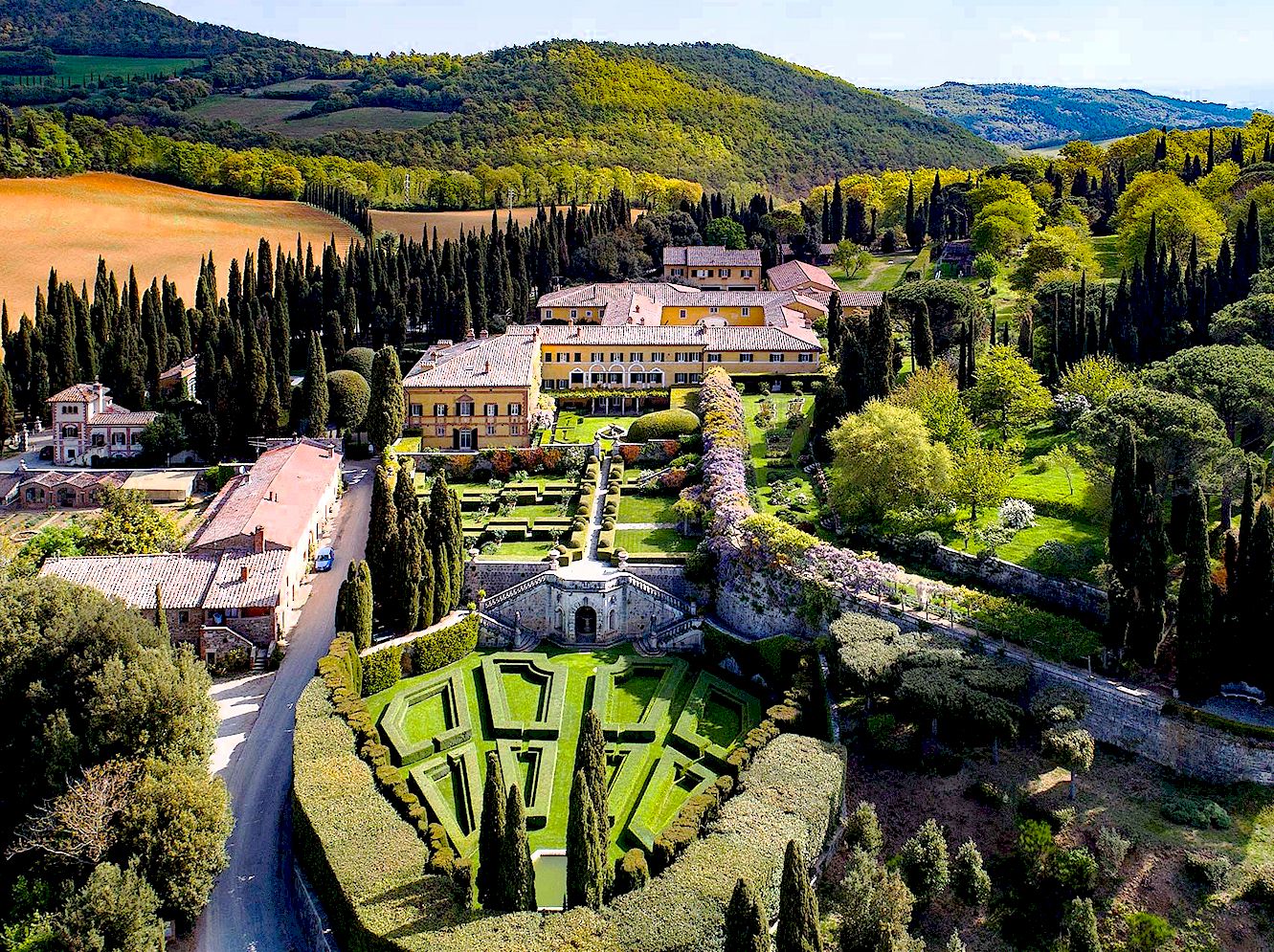 Villa La Foce and its gardens in the Val d'Orcia of Tuscany